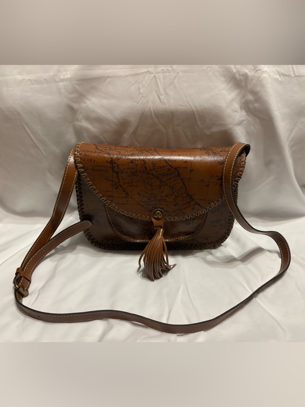 Patricia Nash Leather Map crossbody Bag